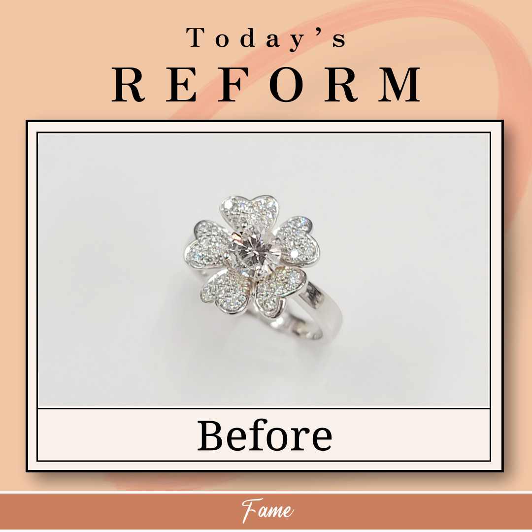 R-32)  💎退屈だったダイヤの指輪が中石を変えると、華やかな花に変身💍
